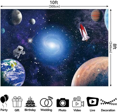 7x5 FT Space Astronaut Photo Backdrop Cosmic Galaxy Stars Newborn Gift Photography Background Children Birthday Party Cake Table Decorative Banner in Kuwait