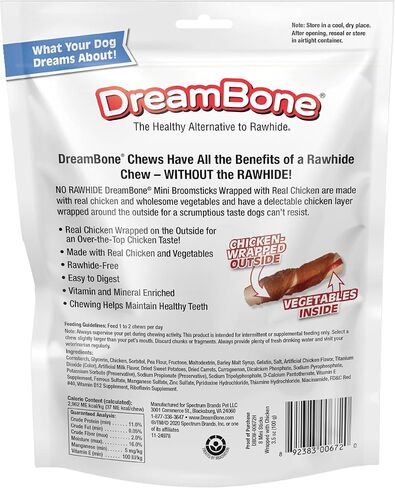 DreamBone Mini Broomsticks 8 Count, Wrapped with Real Chicken, Rawhide-Free Halloween Chews for Dogs in Kuwait