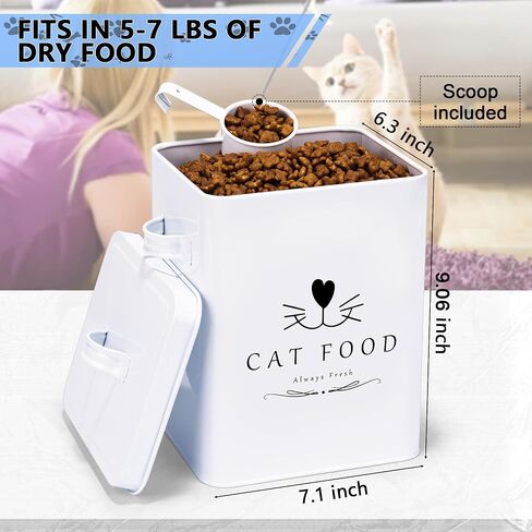 Meraki Home Farmhouse Cat Food and Treats Containers + Feed Scoop + Pet Food Bowl - Tight Lids - Large Metal Storage Bin - Great Gift for Cute Pets (Glossy Red) in Saudi Arabia
