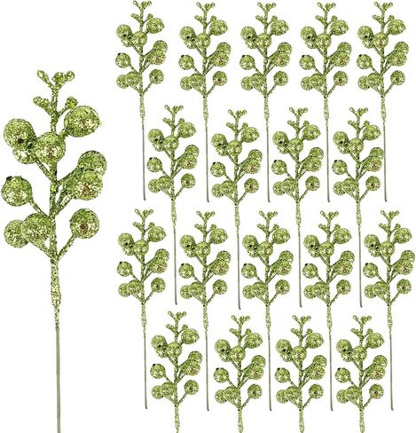 DIYASY Glitter Berry Stems,20Pcs Artificial Xmas Picks and Sprays Christmas Tree Filler Branches Ornaments Holiday Wreath Garland Decorations Home Décor Purple 7.8 Inch in Saudi Arabia