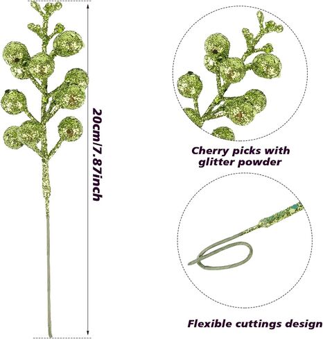 DIYASY Glitter Berry Stems,20Pcs Artificial Xmas Picks and Sprays Christmas Tree Filler Branches Ornaments Holiday Wreath Garland Decorations Home Décor Purple 7.8 Inch in Saudi Arabia