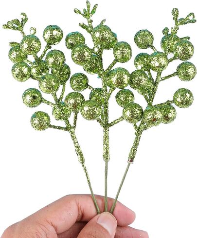 DIYASY Glitter Berry Stems,20Pcs Artificial Xmas Picks and Sprays Christmas Tree Filler Branches Ornaments Holiday Wreath Garland Decorations Home Décor Purple 7.8 Inch in Saudi Arabia