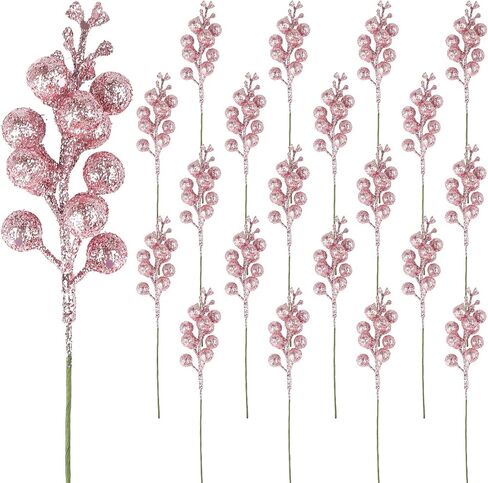 DIYASY Glitter Berry Stems,20Pcs Artificial Xmas Picks and Sprays Christmas Tree Filler Branches Ornaments Holiday Wreath Garland Decorations Home Décor Purple 7.8 Inch in Saudi Arabia