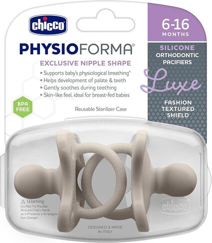 Chicco PhysioForma 100% Soft Silicone One Piece Pacifier for Babies 6-16 Months | BPA & Latex Free | Reusable Case | Pink, 2pk in Kuwait