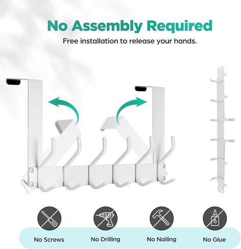 Over Door Hooks Door Hanger: Foldable Over Door Hanger Hooks, Heavy Duty Over The Door Towel Racks for Bathroom, Over Door Rack for Hanging Coat Clothes Hats Towel Hanger Holder in Saudi Arabia