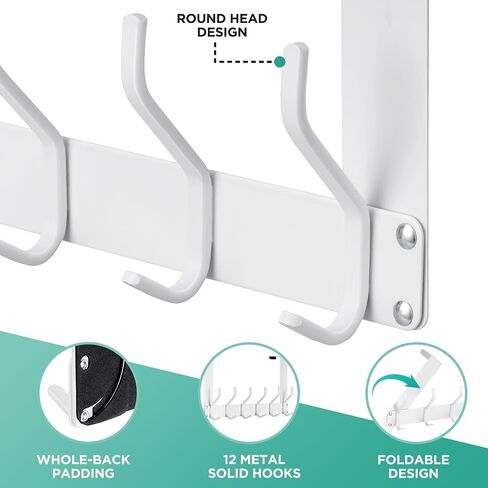Over Door Hooks Door Hanger: Foldable Over Door Hanger Hooks, Heavy Duty Over The Door Towel Racks for Bathroom, Over Door Rack for Hanging Coat Clothes Hats Towel Hanger Holder in Saudi Arabia
