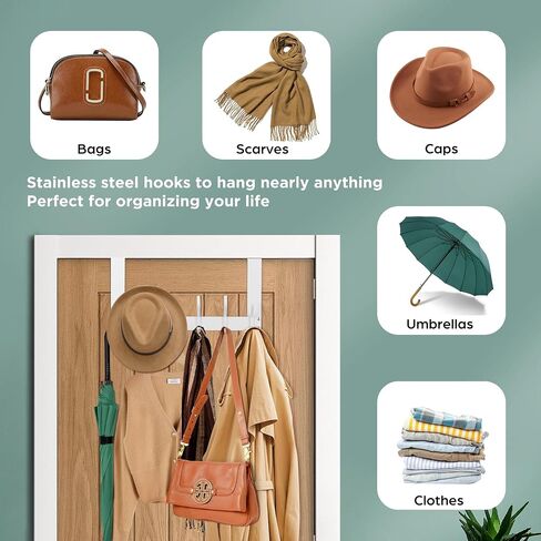 Over Door Hooks Door Hanger: Foldable Over Door Hanger Hooks, Heavy Duty Over The Door Towel Racks for Bathroom, Over Door Rack for Hanging Coat Clothes Hats Towel Hanger Holder in Saudi Arabia
