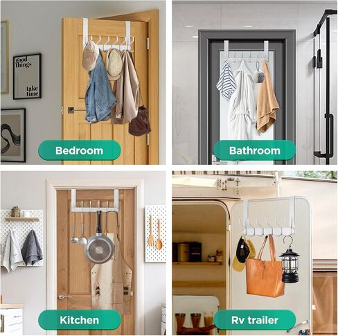 Over Door Hooks Door Hanger: Foldable Over Door Hanger Hooks, Heavy Duty Over The Door Towel Racks for Bathroom, Over Door Rack for Hanging Coat Clothes Hats Towel Hanger Holder in Saudi Arabia