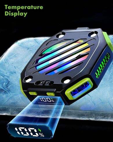 ACEDAYS Magnetic Phone Cooler with Rechargeable Battery,Phone Cooling Fan with RGB LED Semiconductor Cooling, Phone Radiator with Temperature Display for Mobile Gaming,Tiktok Live Streaming（Orange） in Saudi Arabia