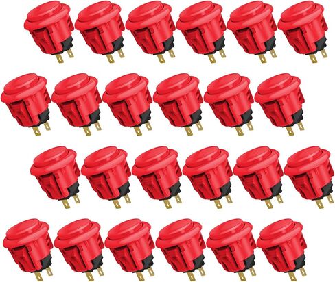 QANBA D-lite Arcade Button Original Buttons Snap-in Joystick Arcade Buttons for DIY Arcade Machines 30mm Push Button Switch(Boxed(30mm Black（DL04) 24 Pcs) in Kuwait