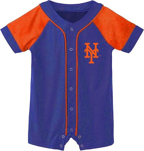 Outerstuff MLB Unisex-Baby Newborn & Infants 0-24 Months Little Slugger Onesie Bodysuit Romper (6/9 Months, Atlanta Braves) in Saudi Arabia