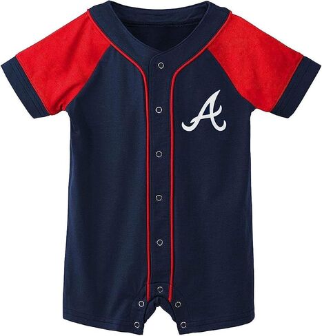 Outerstuff MLB Unisex-Baby Newborn & Infants 0-24 Months Little Slugger Onesie Bodysuit Romper (6/9 Months, Atlanta Braves) in Saudi Arabia