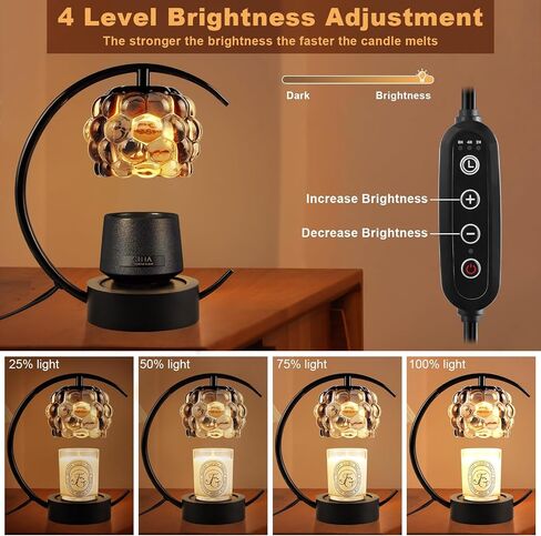 Candle Warmer Lamp Electric Candle Lamp Warmer with Timer and Dimmer Wax Melt Warmer with 2 Bulbs for Jar Candles for Home Bedroom Decor (Gold) in Saudi Arabia