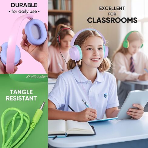 Kids Headphones for School Bulk Set 5-Pack On-Ear, 3.5mm, Wired Headphones for Schools & Libraries – Adjustable, Cushioned Headphones (Black) in Saudi Arabia