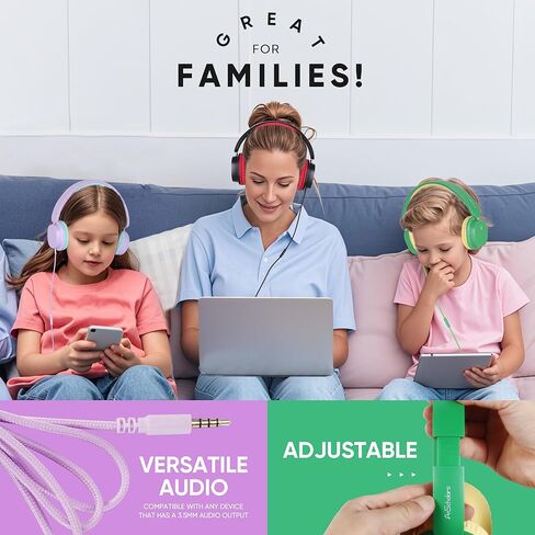 Kids Headphones for School Bulk Set 5-Pack On-Ear, 3.5mm, Wired Headphones for Schools & Libraries – Adjustable, Cushioned Headphones (Black) in Saudi Arabia
