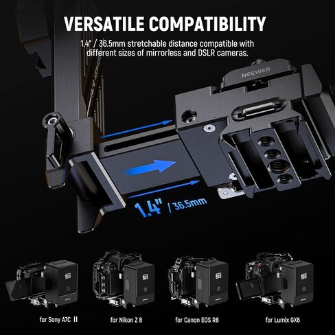 NEEWER لوحة بطارية قابلة للطي على شكل حرف V مع لوحة أساسية للكاميرا من نوع Arca لـ RS4 RS3 Gimbal وحامل ثلاثي القوائم، جهاز فيديو كاميرا DSLR خفيف الوزن متوافق مع بطارية وقفص SmallRig V Lock، PS015 in Saudi Arabia