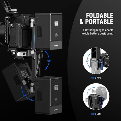 NEEWER لوحة بطارية قابلة للطي على شكل حرف V مع لوحة أساسية للكاميرا من نوع Arca لـ RS4 RS3 Gimbal وحامل ثلاثي القوائم، جهاز فيديو كاميرا DSLR خفيف الوزن متوافق مع بطارية وقفص SmallRig V Lock، PS015 in Saudi Arabia