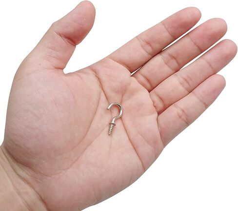 الفأس المنجل الفضة 100 قطعة 1/2 خطاف معدني للأكواب خطاف لولبي صغير المسمار في السقف المسمار هوك للتعليق in Kuwait