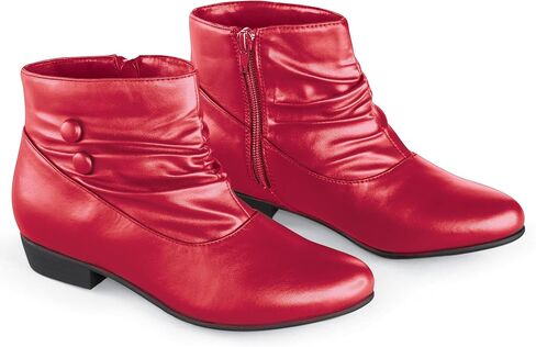 Collections Etc Extra-Wide Width Short Scrunched Button Detail Boots in Saudi Arabia