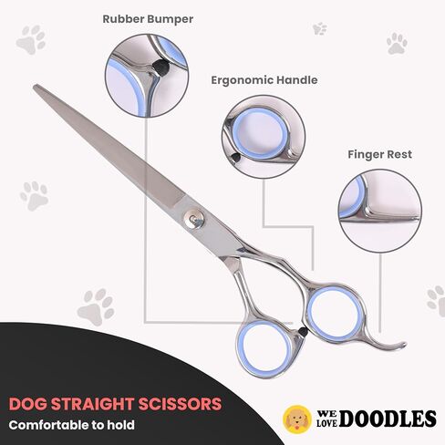 We Love Doodles Dog Grooming Scissors Kit - Dog Grooming Shears - Curved Dog Grooming Scissors - Thinning Scissors For Dogs - Best Grooming Scissors For Goldendoodles in Saudi Arabia