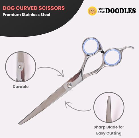 We Love Doodles Dog Grooming Scissors Kit - Dog Grooming Shears - Curved Dog Grooming Scissors - Thinning Scissors For Dogs - Best Grooming Scissors For Goldendoodles in Saudi Arabia