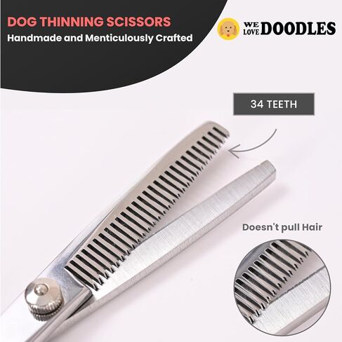 We Love Doodles Dog Grooming Scissors Kit - Dog Grooming Shears - Curved Dog Grooming Scissors - Thinning Scissors For Dogs - Best Grooming Scissors For Goldendoodles in Saudi Arabia