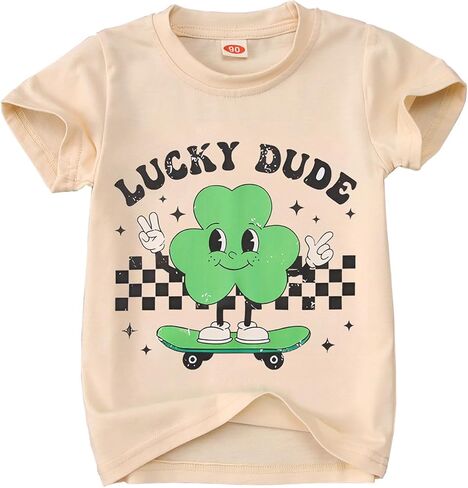 تي شيرت Lucky Dude للأطفال الصغار الأولاد والبنات قميص عيد القديس باتريك ملابس شامروك بأكمام قصيرة تي شيرت أيرلندي in Kuwait