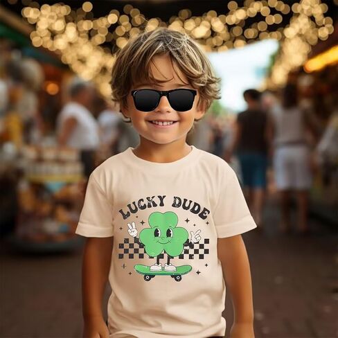 تي شيرت Lucky Dude للأطفال الصغار الأولاد والبنات قميص عيد القديس باتريك ملابس شامروك بأكمام قصيرة تي شيرت أيرلندي in Kuwait
