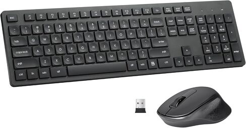 Wireless Keyboard and Mouse Combo, Quiet and Soft 2.4G Full-Size Computer Keyboard and Ergonomic Wireless Mouse for Windows, Mac Desktop/Laptop/PC/PS, Pink in Saudi Arabia
