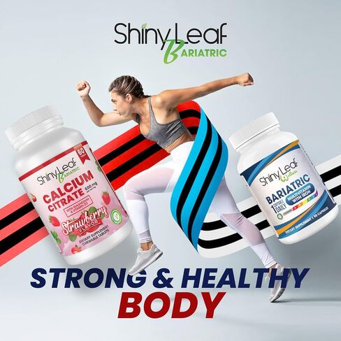 Shiny Leaf Bariatric Calcium Citrate 600 mg Supplement for Bariatric Surgery Patients, 60 Ct Chewable Tablets with Magnesium, Vitamin D3, Natural Strawberry Flavor, Vegetarian (1 Month) in Saudi Arabia