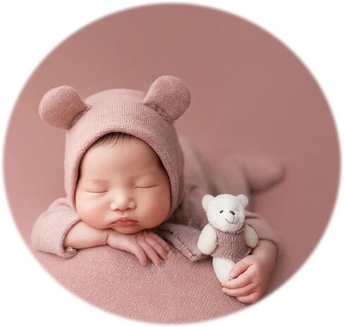 Newborn Picture Outfit Bear Hat Romper Newborn Photography Prop Outfits Boy | Newborn Photography Props Boys Outfits Baby Photo Props Bear Newborn Photography Outfits for Baby Boys Photoshoot in Saudi Arabia
