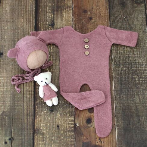 Newborn Picture Outfit Bear Hat Romper Newborn Photography Prop Outfits Boy | Newborn Photography Props Boys Outfits Baby Photo Props Bear Newborn Photography Outfits for Baby Boys Photoshoot in Saudi Arabia