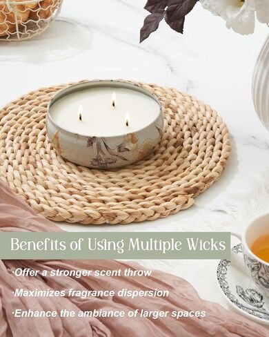 M&SENSE Soothing Eucalyptus Scented Candles, Large 3 Wick Soy Tin Candle, Over 40 Hour Burning Time, 100% Natural Vegan Wax, Relaxing Aromatherapy Aesthetic Candle Gift for Women Men in Kuwait