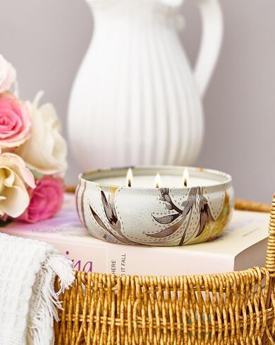 M&SENSE Soothing Eucalyptus Scented Candles, Large 3 Wick Soy Tin Candle, Over 40 Hour Burning Time, 100% Natural Vegan Wax, Relaxing Aromatherapy Aesthetic Candle Gift for Women Men in Kuwait