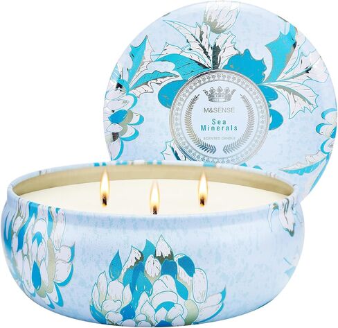M&SENSE Soothing Eucalyptus Scented Candles, Large 3 Wick Soy Tin Candle, Over 40 Hour Burning Time, 100% Natural Vegan Wax, Relaxing Aromatherapy Aesthetic Candle Gift for Women Men in Kuwait