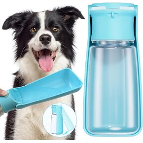 Portable Dog Water Bottle Dispenser [Leak Proof & Foldable] Dog Travel Water Bottle Bowl Accessories for Small Medium Large Dogs Pet Water Bottles for Dogs Walking Outdoor Hiking Travel 19OZ