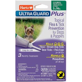 Hartz UltraGuard Plus Topical Flea & Tick Prevention for Dogs and Puppies - 15-30 lbs, 3 Monthly Treatments