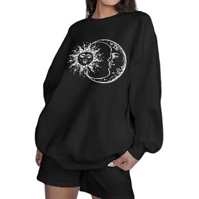 Remidoo Womens Color Block Long Sleeve Oversized Sweatshirt Loose Pullover Top Black Small