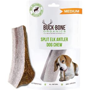 Buck Bone Organics Dog Chews, Antlers for Dogs, Premium Natural Elk, Long Lasting Dog Bones for Aggressive Chewers, No Preservatives, Wild Shed in The USA (Medium 2 Pack)