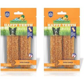 Happy Teeth Natural Cheese Dog Chews | Peanut Butter Flavor | Dental Chew | Protein Rich | Gluten Free - Lactose Free - Wheat Free - Soy Free | 2 Happy Teeth Chews per Resealable Pouch