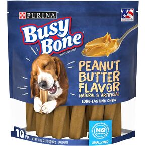 Purina Busy Bone Made in USA Facilities, Long Lasting Small/Medium Breed Adult Dog Chews, Peanut Butter Flavor - 6 ct. Pouch