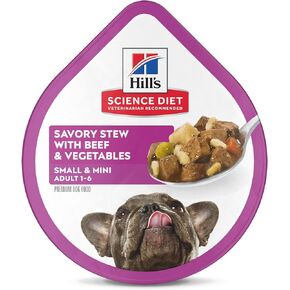 Hill's Science Diet Wet Dog Food, Adult, Small Paws for Small Breeds, Savory Stew Beef & Vegetables, 12-Pack