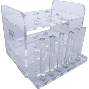 Aquarium Test Tube Holder, Hand-Made Rack, with 6 Holes and 6 Drying Poles, customised for use with Aquarium Test Tubes Including API Test Tubes, by Tililly Concepts