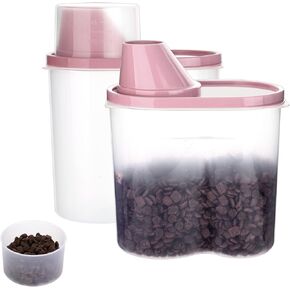 GreenJoy 2 Pack 2lb/2.5L Pet Food Storage Container with Measuring Cup, Can Covers and Bowl for Small Dog, Cat, Waterproof-BPA Free