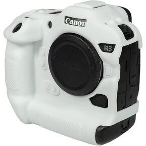 Camera Case for Canon R3 - Protective Silicone DSLR Skin Cover, Detachable Cage, Shockproof, Dustproof (Black)