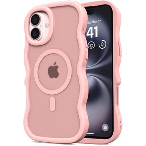 Strong Magnetic for iPhone 16 Pro Max Case,[Compatible with Magsafe] Wave Bumper Shockproof Translucent Matte Case for iPhone 16 ProMax 6.9",Black