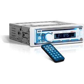 Boss Audio Systems MR632UAB Marine Receiver – Weatherproof, Bluetooth Audio and Hands-Free Calling, USB, MP3, AM/FM, Aux-in, No CD Player, RGB Multi-Color Illumination, Detachable Front Panel, white