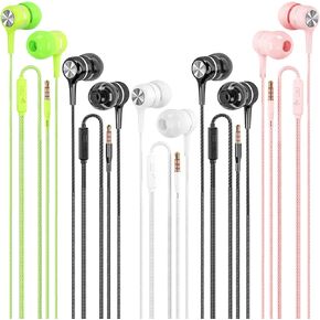 LWZCAM Wired Earbuds with Microphone 5 Pack, in-Ear Headphones with Heavy Bass, High Sound Quality Earphones Compatible with iPod, iPad, MP3, Android Phones, Fits All 3.5mm Jack