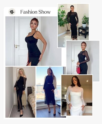 Popilush Shapewear Dress Two Piece Sheer Mesh Dress Midi Dress for Spring Slit Dress Worn Separately Or Together in Saudi Arabia