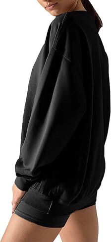 Remidoo Womens Color Block Long Sleeve Oversized Sweatshirt Loose Pullover Top Black Small in Saudi Arabia